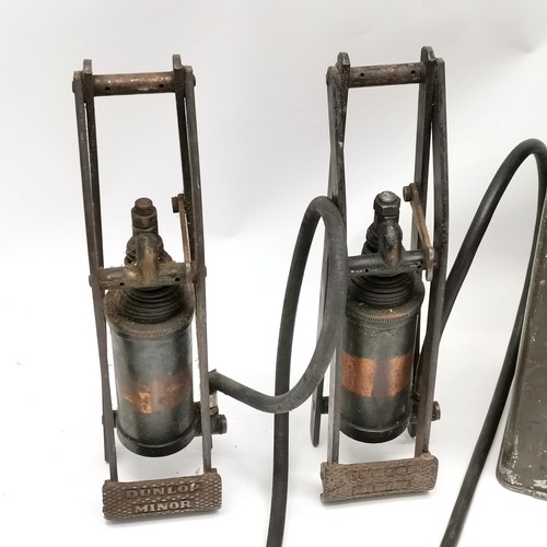 364 - Shell motor spirit petrol can stamped SBP1 t/w 2 x Dunlop minor foot pumps & 2 x Pyrene fire extingu... 