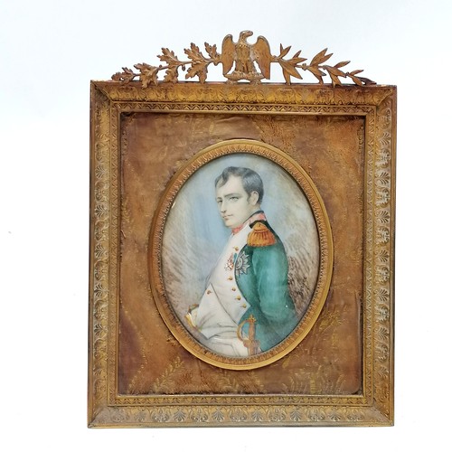 367 - Pair of gilt metal framed oval portrait miniatures of Napoleon Bonaparte and Josephine signed Berger... 