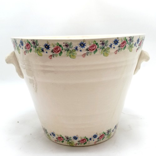 368 - Pure Milk 2 handled dairy pail with floral border and a central picture detail of cows in a river - ... 