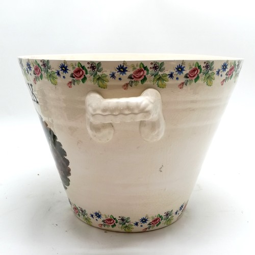 368 - Pure Milk 2 handled dairy pail with floral border and a central picture detail of cows in a river - ... 