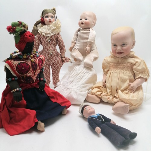 389 - 5 dolls ~ Creations past baby gloria, Prince William CRUK 1984 bisque headed (42cm), ethnic doll wit... 