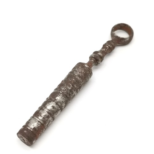 398 - Antique picnic corkscrew - length in sheath 7cm and has slight distortion