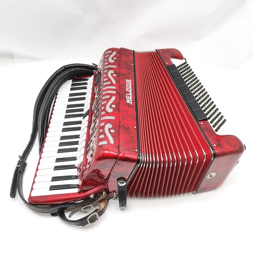 404 - Melodia accordion (made in Italy) in original case (58cm x 51cm x 23cm at deepest) ~ bellows functio... 