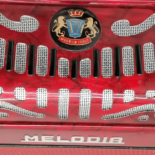 404 - Melodia accordion (made in Italy) in original case (58cm x 51cm x 23cm at deepest) ~ bellows functio... 