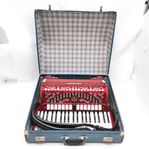 404 - Melodia accordion (made in Italy) in original case (58cm x 51cm x 23cm at deepest) ~ bellows functio... 