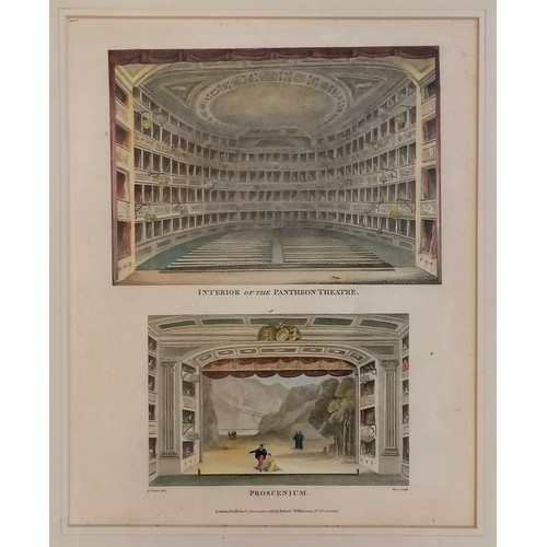 415 - 1815 hand tinted engraving of Interior of the Pantheon theatre / proscenium by Wise after G Jones ~ ... 