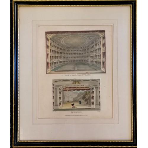 415 - 1815 hand tinted engraving of Interior of the Pantheon theatre / proscenium by Wise after G Jones ~ ... 