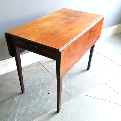 420 - Antique mahogany Pembrooke table with a single drawer to one end - has some slight losses to the edg... 