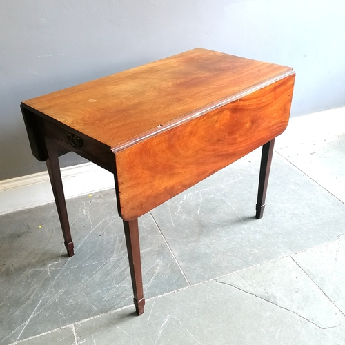 420 - Antique mahogany Pembrooke table with a single drawer to one end - has some slight losses to the edg... 