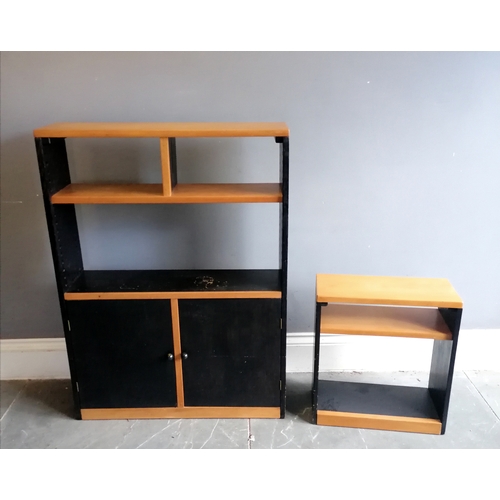 421 - 2 vintage pine a black painted wall shelves