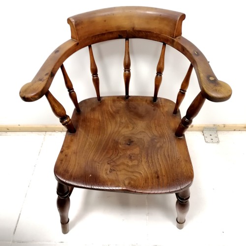 429 - Antique elm captains chair 76cm high