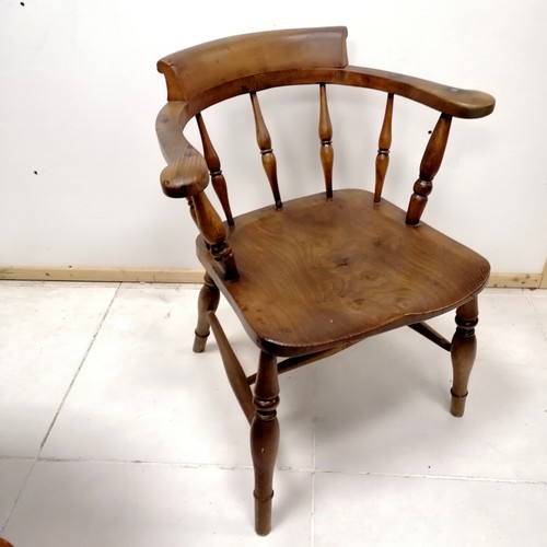 429 - Antique elm captains chair 76cm high