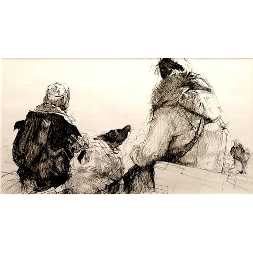 452 - Beryl Waterson (1935-2024) A.R.C.A ink on paper 'The Bench' Circa 2014 142cm x 91cm framed