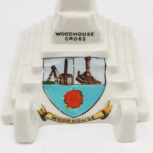 455 - Crested ware - Ryecroft China Woodhouse Eaves cross - 13.5cm high and has a manufacturing fault othe... 