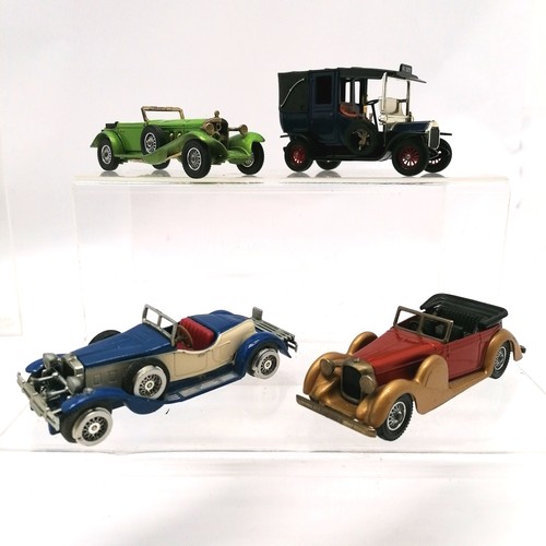 461 - Double wooden display cabinet containing 47 models of cars - 65cm x 93cm x 10cm