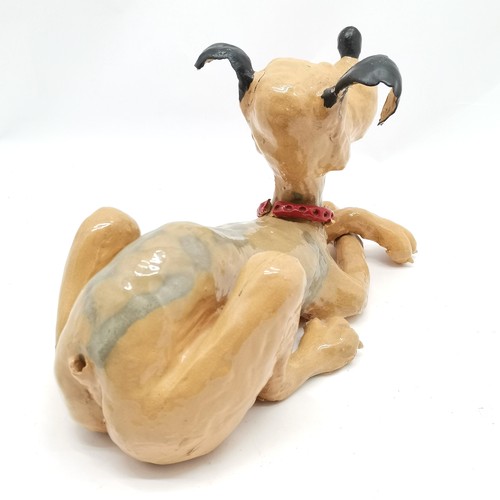 2 - Large pottery figure of Pluto the dog 45cm long x 26cm high - has 2 damaged ears and 1 front leg als... 