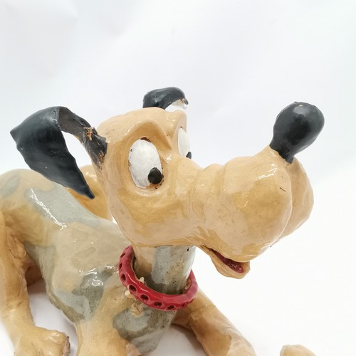 2 - Large pottery figure of Pluto the dog 45cm long x 26cm high - has 2 damaged ears and 1 front leg als... 