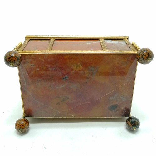 3 - Antique (c.1810) French empire table box with jasper panels & gilt metal mounts on turned stone feet... 