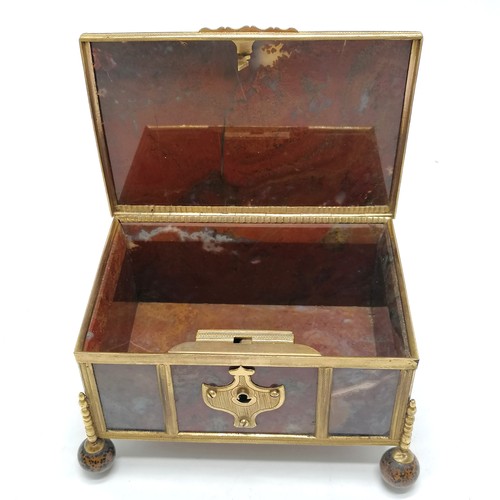 3 - Antique (c.1810) French empire table box with jasper panels & gilt metal mounts on turned stone feet... 