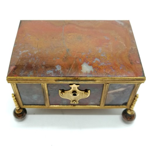 3 - Antique (c.1810) French empire table box with jasper panels & gilt metal mounts on turned stone feet... 