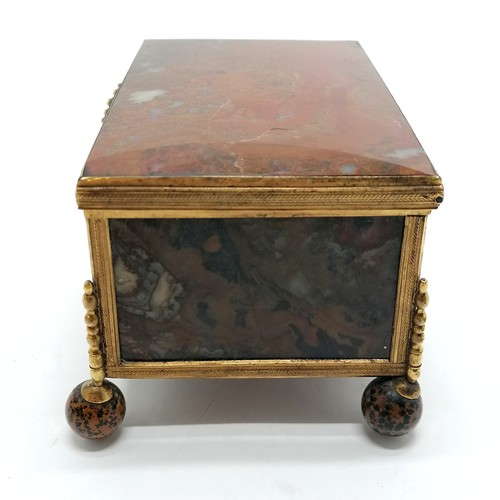 3 - Antique (c.1810) French empire table box with jasper panels & gilt metal mounts on turned stone feet... 