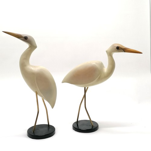 7 - 2 x hand painted African collection cattle egret figures with metal legs - shortest 38cm and has a r... 