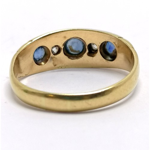 439 - Antique 18ct marked gold sapphire & diamond ring - size N & 2.8g total weight