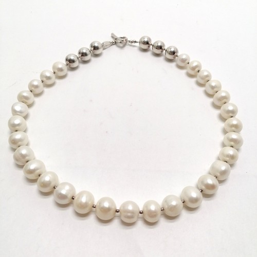 447 - Ginny D silver & large pearl 48cm necklace - SOLD ON BEHALF OF THE NEW BREAST CANCER UNIT APPEAL YEO... 