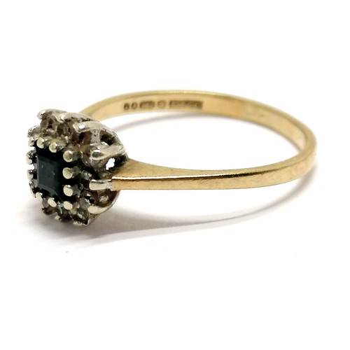 460 - 9ct hallmarked gold sapphire & diamond cluster ring - size M & 1.6g total weight - SOLD ON BEHALF OF... 