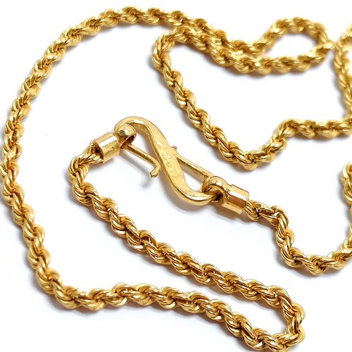 477 - Foreign marked (touch tests as 18ct) gold rope twist 40cm necklace - 11.2g - SOLD ON BEHALF OF THE N... 