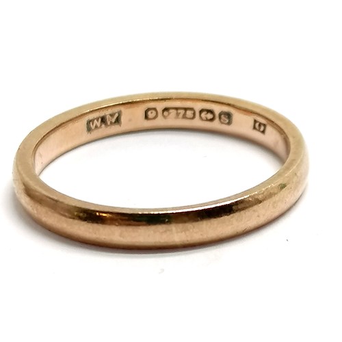 483 - 9ct hallmarked gold band ring - size M & 2g - SOLD ON BEHALF OF THE NEW BREAST CANCER UNIT APPEAL YE... 