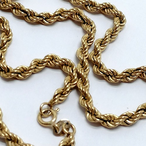 485 - 9ct hallmarked gold rope twist necklace - 50cm & 6.2g - SOLD ON BEHALF OF THE NEW BREAST CANCER UNIT... 