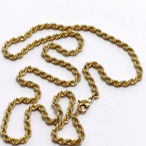 486 - 9ct hallmarked gold rope twist necklace - 50cm & 4.8g - SOLD ON BEHALF OF THE NEW BREAST CANCER UNIT... 