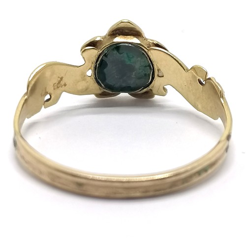 523 - Victorian unmarked gold turquoise / diamond set ring - size T & 2.1g total weight ~ the ring touch t... 