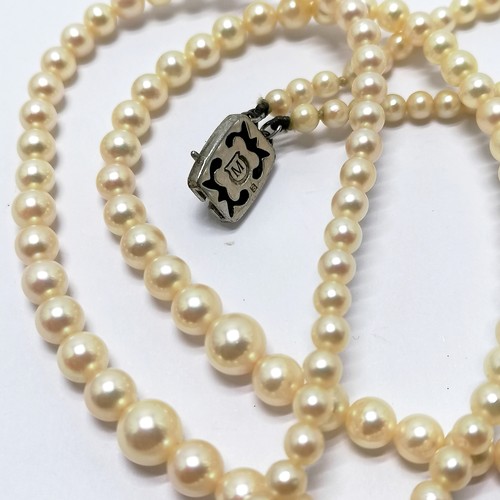 534 - Mikimoto double strand pearl necklace (42cm) in original retail box