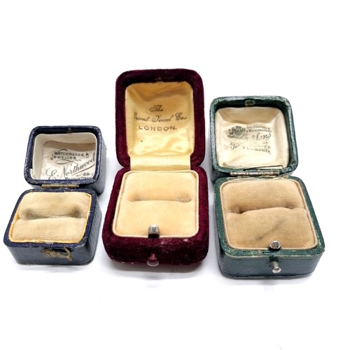 583 - 3 x antique empty ring boxes - E Northwood (Bideford), Orient Jewel Co (London) & Plymouth (a/f)