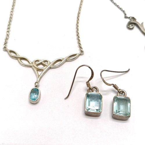 611 - Qty of silver jewellery inc 5 x necklaces with pendant drops, earrings (inc amethyst, blue topaz) et... 