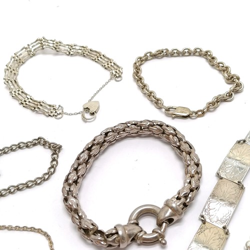 616 - 9 x silver bracelets - largest 19cm long & slight a/f - total weight (lot) 80g - SOLD ON BEHALF OF T... 