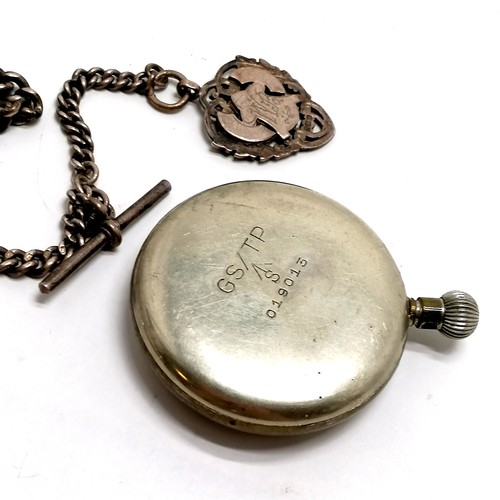 639 - 3 x vintage pocket watches inc Vintrix on an antique silver hallmarked albert chain with fob (34cm l... 