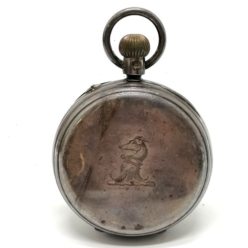 647 - Goliath antique (1884) silver cased pocket watch retailed by Ortner & Houle with atlas movement & ar... 