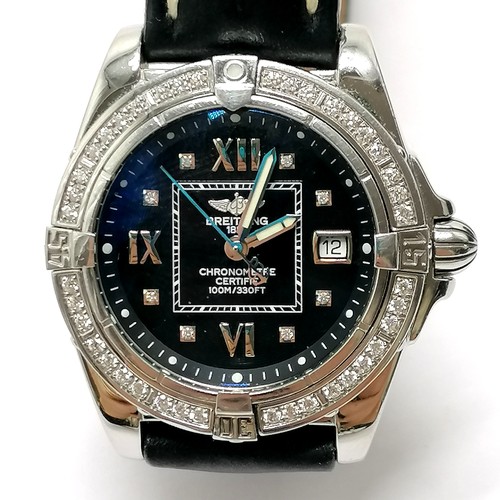 653 - Breitling ladies diamond set chronometer stainless steel quartz wristwatch A71356 31mm case on origi... 