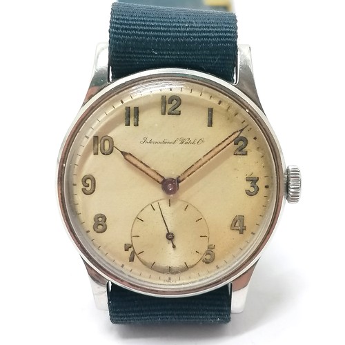 661 - IWC vintage stainless steel 32mm cased manual wind wristwatch with seconds sub dial and has original... 