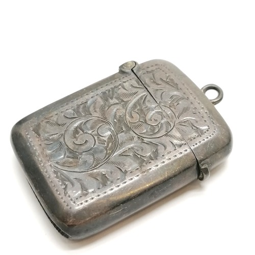 677 - 3 x silver inc engraved vesta case, napkin ring with bakelite liner & hobnail cut glass scent bottle... 