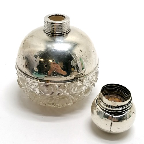 677 - 3 x silver inc engraved vesta case, napkin ring with bakelite liner & hobnail cut glass scent bottle... 