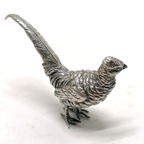 693 - 1969 silver cast figure of a pheasant by Edward Barnard & Sons Ltd - 4cm tall & 69g