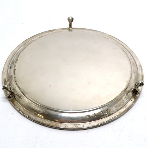 700 - 1973 silver salver with cast beaded edge detail terminating on 3 ball and claw feet by L.P. - 20.5cm... 