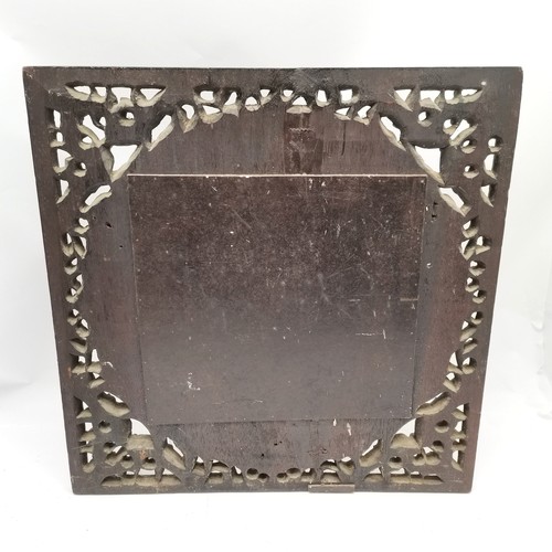 14 - Antique carved wooden square table top with figural detail to the centre  63cm x 63cm