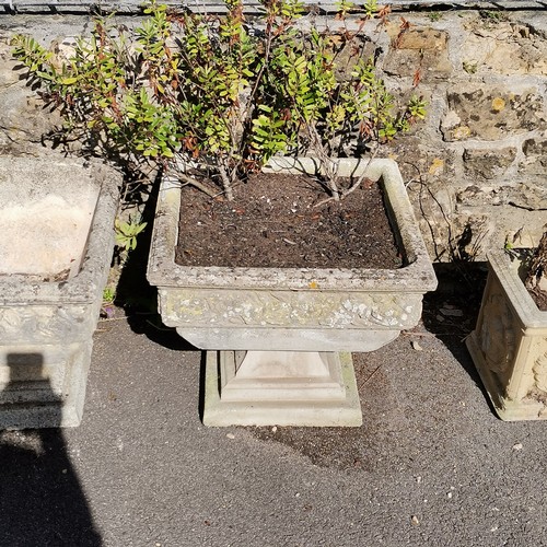 36 - 3 x  2 part pedestal planters with square tops - 51cm diameter x 44cm high