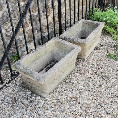 37 - Pair of rectangular planters with shell detail - 64cm x 33cm x 27cm