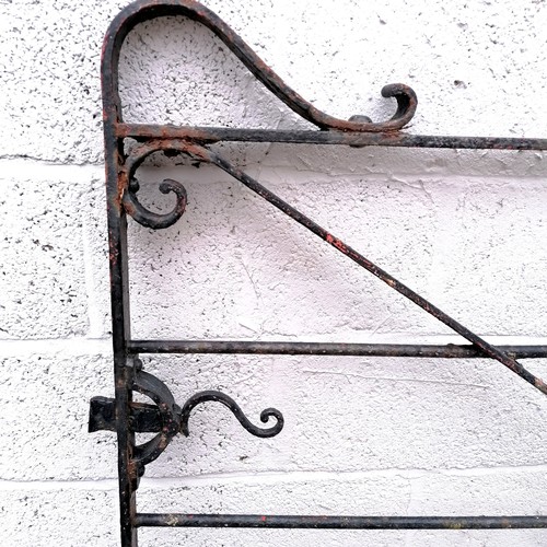 38 - Large antique hand forged wrought iron gate - in overall good condition - 262cm long x 137cm high